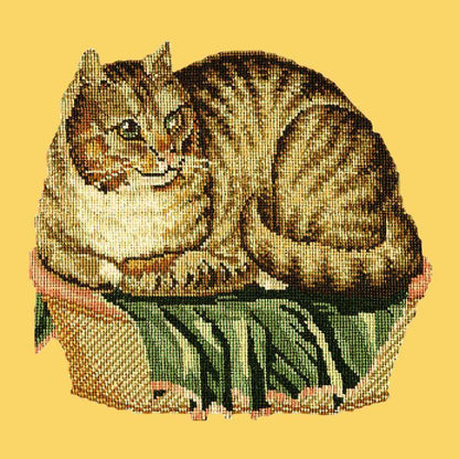 The Contented Cat Needlepoint Kit Elizabeth Bradley Design Sunflower Yellow 