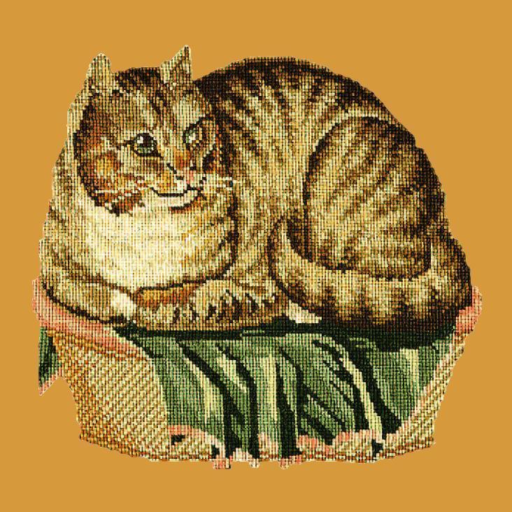 A Girl with a Cat Printed Canvas for Cross Stitch Tapestry Embroidery 2463