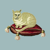 The Cream Cat Needlepoint Kit Elizabeth Bradley Design Pale Blue 
