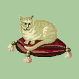 The Cream Cat Needlepoint Kit Elizabeth Bradley Design Pale Green 