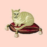 The Cream Cat Needlepoint Kit Elizabeth Bradley Design Salmon Pink 