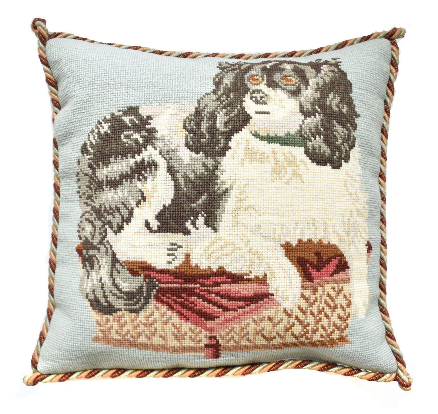 The King Charles Spaniel Needlepoint Kit Elizabeth Bradley Design Pale Blue 