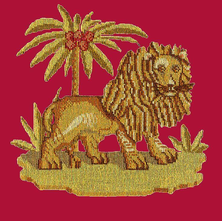 The Lion Needlepoint Kit Elizabeth Bradley Design Bright Red 