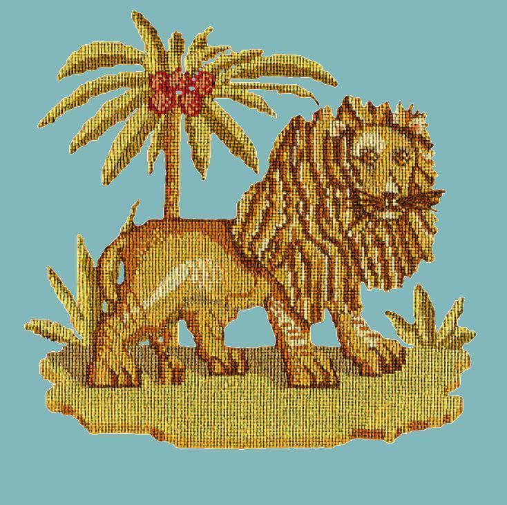 The Lion Needlepoint Kit Elizabeth Bradley Design Duck Egg Blue 