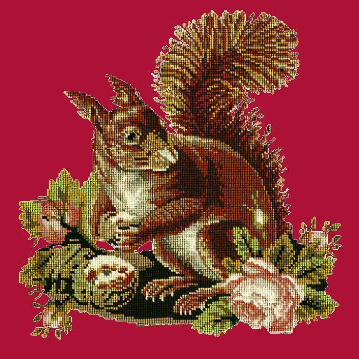The Squirrel Needlepoint Kit Elizabeth Bradley Design Bright Red 