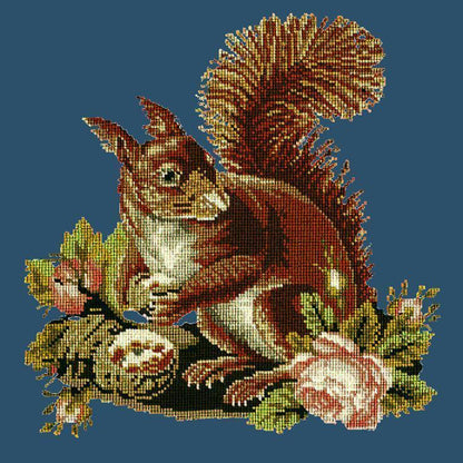 The Squirrel Needlepoint Kit Elizabeth Bradley Design Dark Blue 