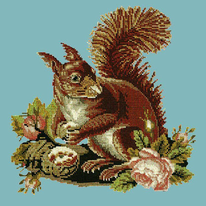 The Squirrel Needlepoint Kit Elizabeth Bradley Design Duck Egg Blue 