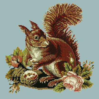 The Squirrel Needlepoint Kit Elizabeth Bradley Design Pale Blue 