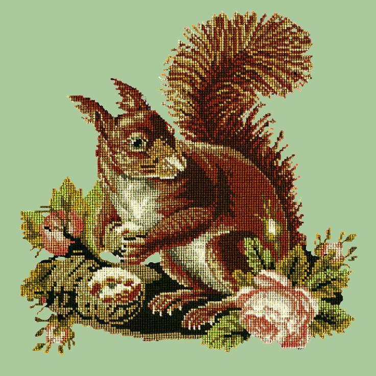 The Squirrel Needlepoint Kit Elizabeth Bradley Design Pale Green 