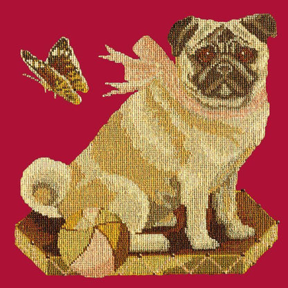 Toby the Pug Needlepoint Kit Elizabeth Bradley Design Bright Red 