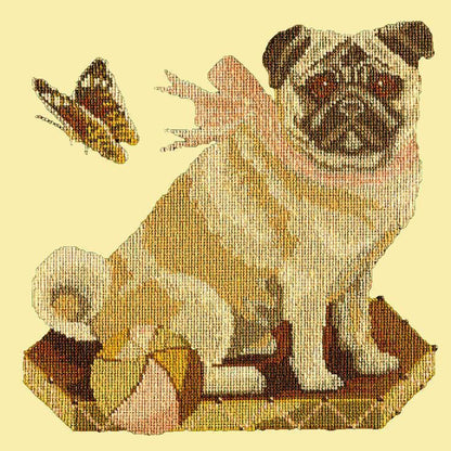 Toby the Pug Needlepoint Kit Elizabeth Bradley Design Butter Yellow 