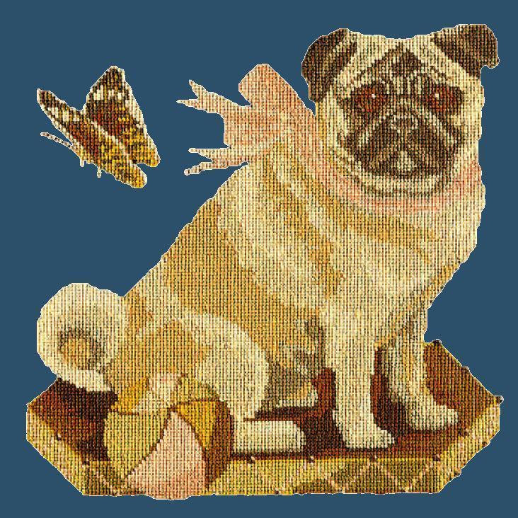 Toby the Pug Needlepoint Kit Elizabeth Bradley Design Dark Blue 