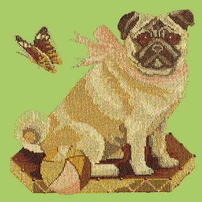 Toby the Pug Needlepoint Kit Elizabeth Bradley Design Pale Green 