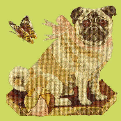 Toby the Pug Needlepoint Kit Elizabeth Bradley Design Pale Lime 