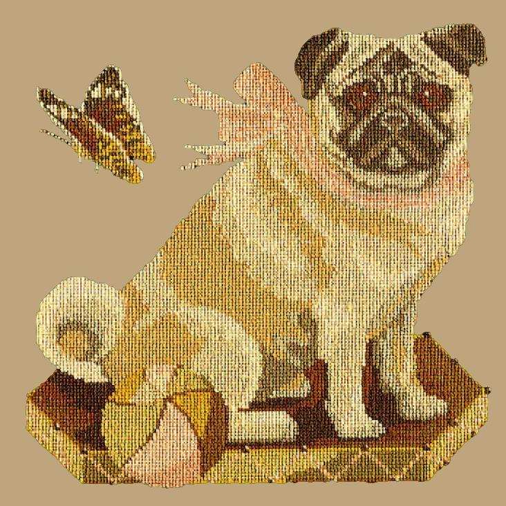 Toby the Pug Needlepoint Kit Elizabeth Bradley Design Sand 