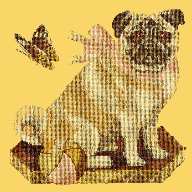 Toby the Pug Needlepoint Kit Elizabeth Bradley Design Sunflower Yellow 