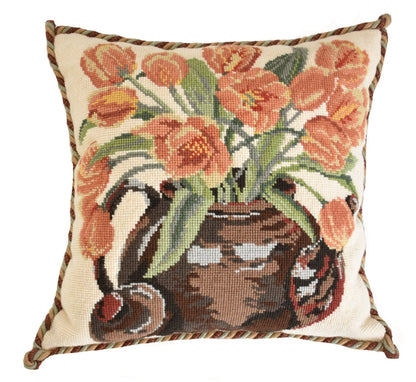 Tulip Teapot Needlepoint Kit Elizabeth Bradley Design Cream 