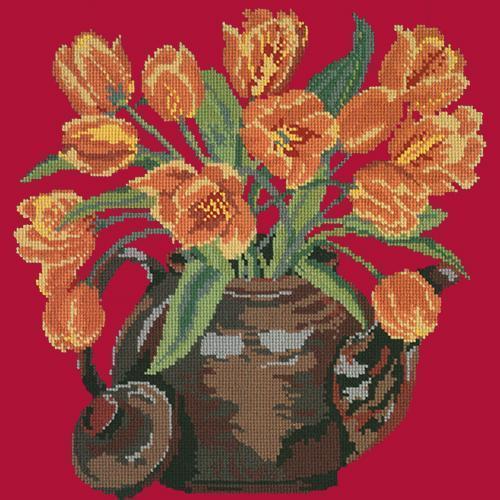 Tulip Teapot Needlepoint Kit Elizabeth Bradley Design Bright Red 
