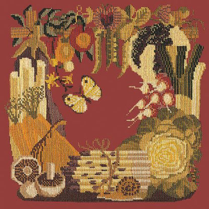 Vegetables Needlepoint Kit Elizabeth Bradley Design Dark Red 