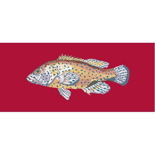 Vermilion Seabass Needlepoint Kit Elizabeth Bradley Design Bright Red 