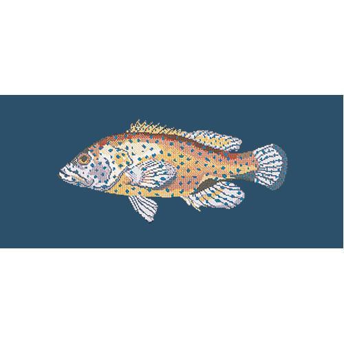 Vermilion Seabass Needlepoint Kit Elizabeth Bradley Design Dark Blue 