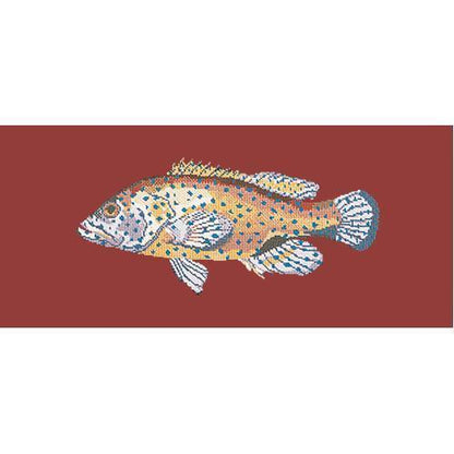 Vermilion Seabass Needlepoint Kit Elizabeth Bradley Design Dark Red 