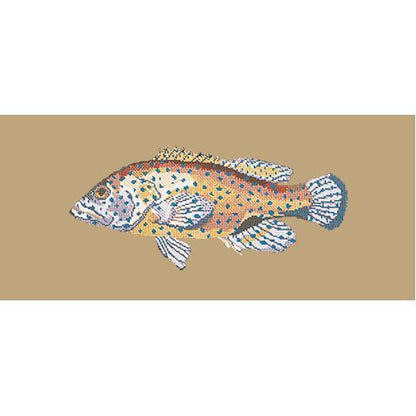 Vermilion Seabass Needlepoint Kit Elizabeth Bradley Design Sand 