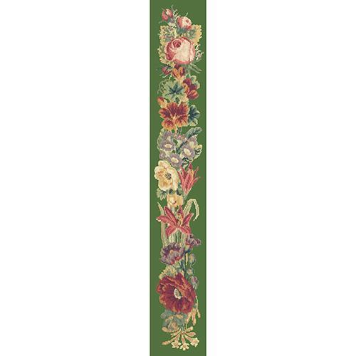 Victorian Flower Bell Pull Needlepoint Kit Elizabeth Bradley Design Dark Green 