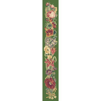 Victorian Flower Bell Pull Needlepoint Kit Elizabeth Bradley Design Dark Green 