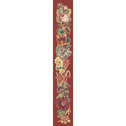 Victorian Flower Bell Pull Needlepoint Kit Elizabeth Bradley Design Dark Red 