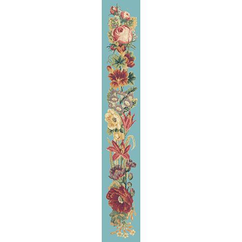 Victorian Flower Bell Pull Needlepoint Kit Elizabeth Bradley Design Duck Egg Blue 