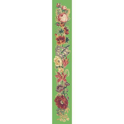 Victorian Flower Bell Pull Needlepoint Kit Elizabeth Bradley Design Grass Green 