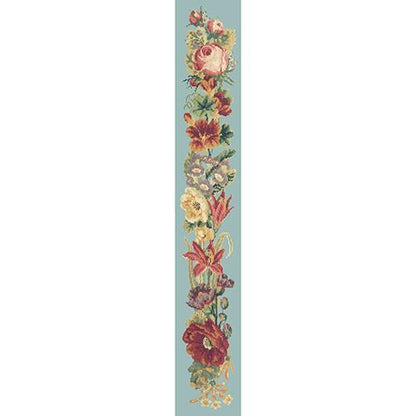 Victorian Flower Bell Pull Needlepoint Kit Elizabeth Bradley Design Pale Blue 