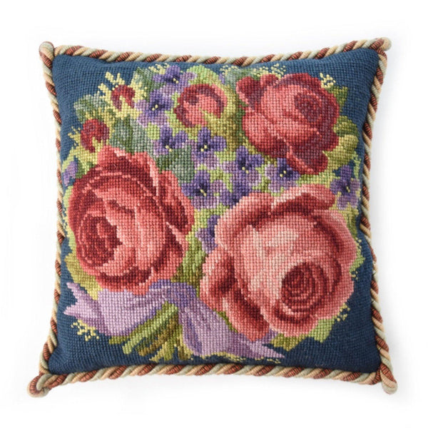 Violets and Roses Needlepoint Kit Elizabeth Bradley Design Dark Blue 