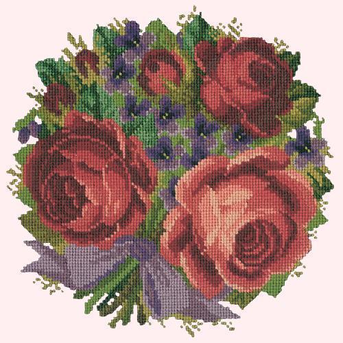 Violets and Roses Needlepoint Kit Elizabeth Bradley Design Cream 