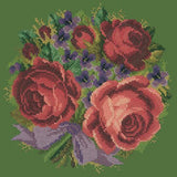 Violets and Roses Needlepoint Kit Elizabeth Bradley Design Dark Green 