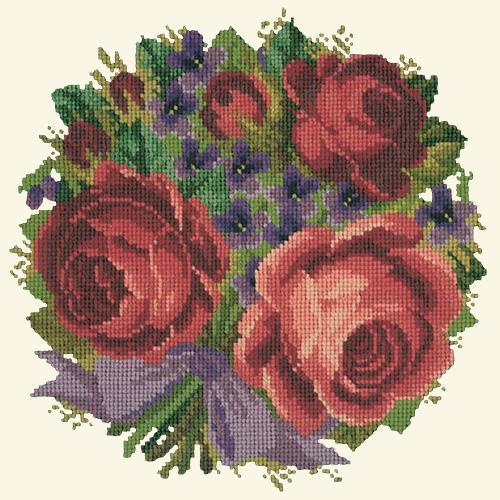 Violets and Roses Needlepoint Kit Elizabeth Bradley Design Winter White 