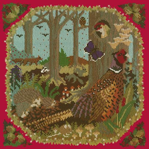 Woodland Needlepoint Kit Elizabeth Bradley Design Bright Red 