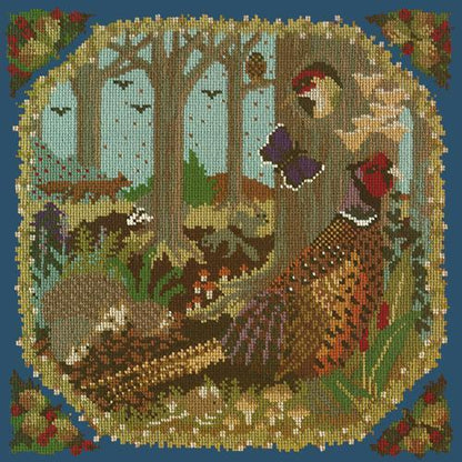 Woodland Needlepoint Kit Elizabeth Bradley Design Dark Blue 