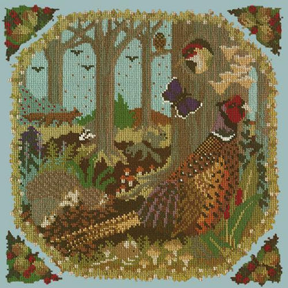 Woodland Needlepoint Kit Elizabeth Bradley Design Pale Blue 